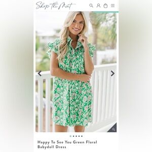 Green Floral Babydoll Dress